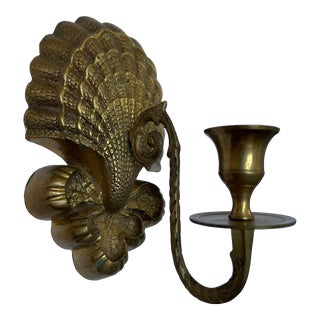 Vintage Brass Shell Candle Sconce For Sale