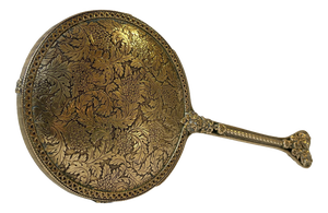 French Hand Mirror in Etched and Reticulated Bronze