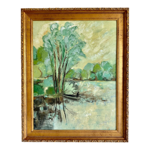 1960s French Impasto Oil Painting in Gilt Frame