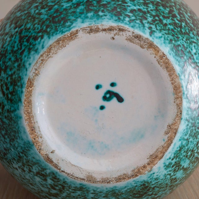 French Turquoise Ceramic Vase by Gustave Asch, 1940s For Sale - Image 9 of 18