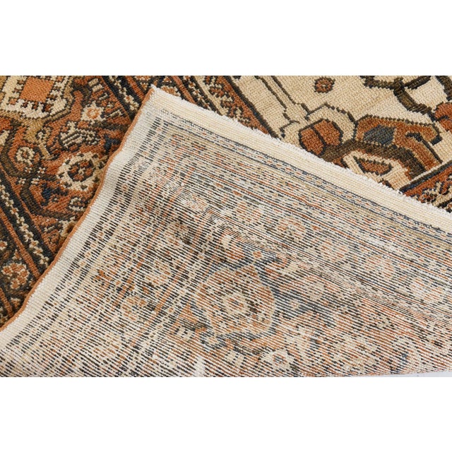Persian Antique Cream Background Botanic Persian Sultanabad Wool Carpet For Sale - Image 3 of 7