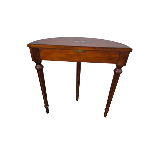 Brown 1990s Ethan Allen Tuscany Demilune Console Hall Table Server Neo Classical End Table For Sale - Image 8 of 18