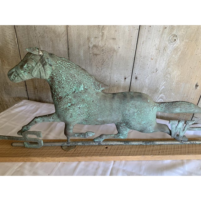 Antique Galloping Horse Copper Weathervane on Wooden Plinth Base For Sale - Image 12 of 12