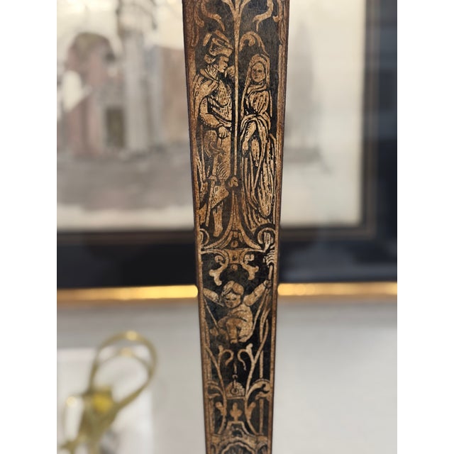 Late 20th Century Fine Art Lamps Neoclassical Etched Tole Table Lamp With Parchment Shade – 41” Tall For Sale - Image 5 of 18