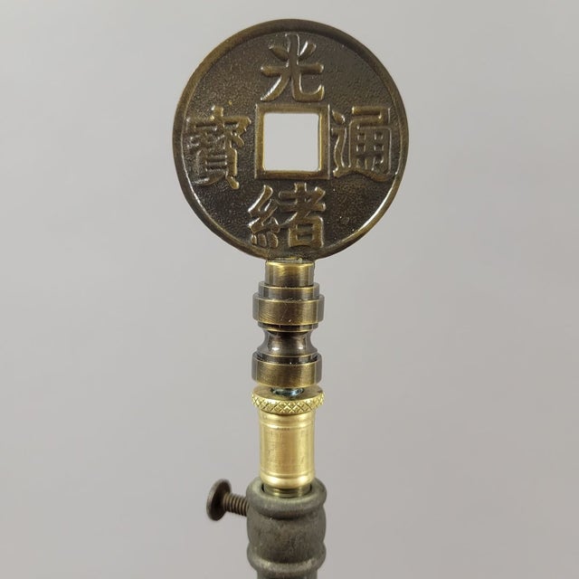 Sky Blue Antique Lobed Blue Cloisonne Table Lamp For Sale - Image 8 of 9