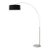 92" Morelli Float Floor Lamp, 1960s - Mid Century Modern Arc Lamp, White Marble Base, Black Linen Shade, Dimmable For Sale