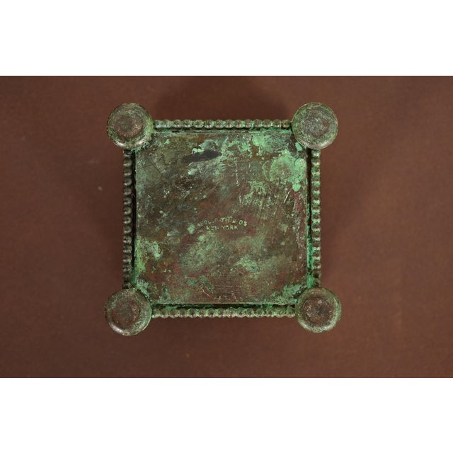 Apollo Studios New York Arts & Crafts Grapevine Pattern Bronze and Slag Glass Pen Brush For Sale In South Bend - Image 6 of 9