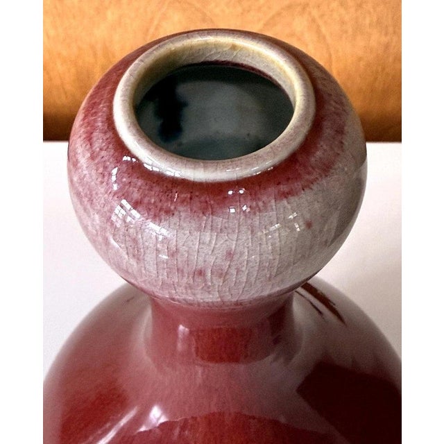 Tall Antique Chinese Langyao Red Porcelain Vase Qing Qianlong Mark For Sale - Image 14 of 18