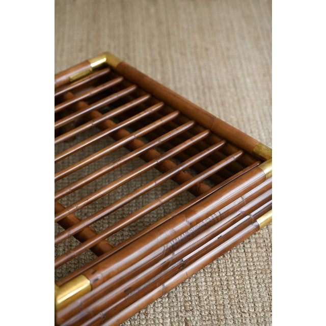 Large Dark-Finished Rattan Pouf For Sale - Image 6 of 8