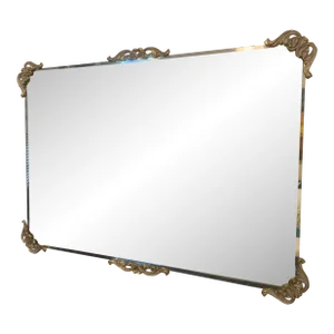 Vintage Mid-Century Art Deco Hollywood Regency Gilded Frameless Wall Mirror