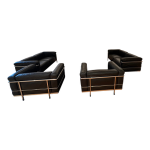 Authentic Full Set Early Cassina Lc3 Living Room Set, Circa 1968–1972, Designed by Le Corbusier, Pierre Jeanneret & Charlotte Perriand
