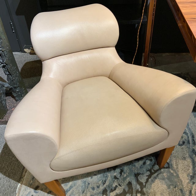 Contemporary David Linley Aston Chair in Cream Leather For Sale - Image 3 of 5