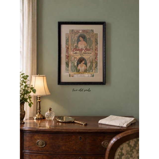 Antique Cumfy-Cut Ladies’ Underwear Advertising Box, Framed For Sale - Image 10 of 10