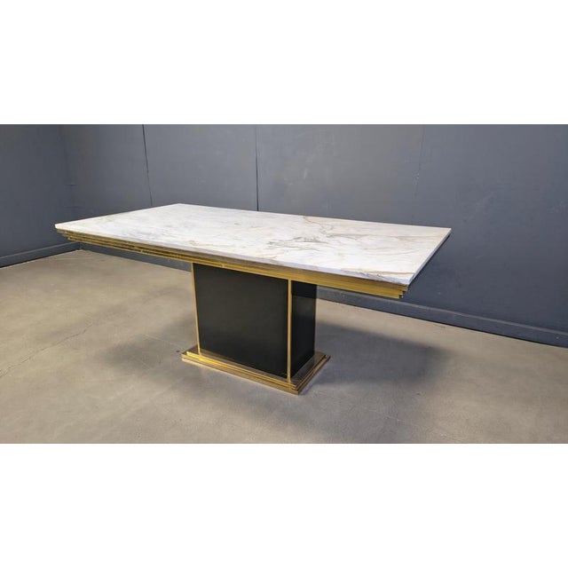Vintage White Marble and Brass Dining Table, 1970s For Sale - Image 10 of 14