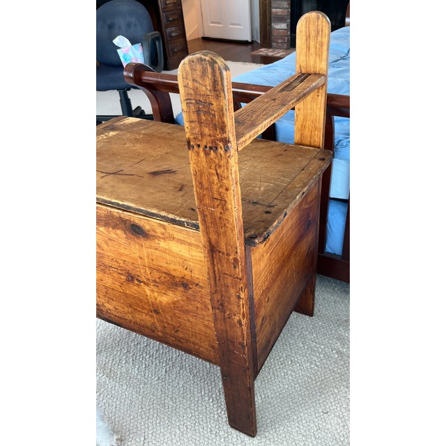 Late 19th Century Early American Primitive Antique Wooden Quilt/Blanket Box Chest For Sale - Image 5 of 10