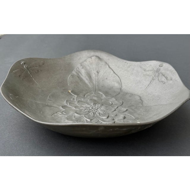 Art Nouveau Signed Kayserzinn and Designed by Hugo Leven Art Nouveau Era Pewter Center Bowl. For Sale - Image 3 of 9