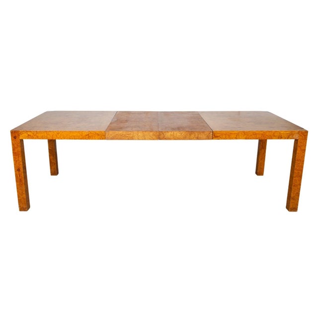 Mid-Century Burl Wood Parsons Dining Table in the Style of Milo Baughman For Sale - Image 10 of 14