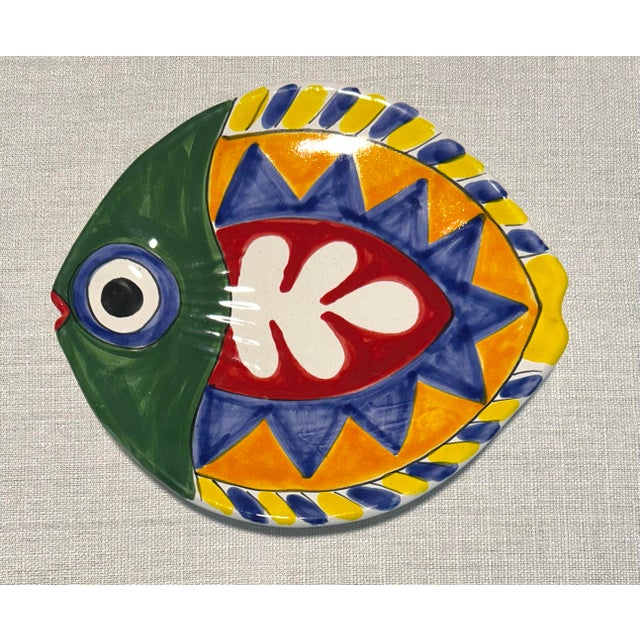 MCM Italian Hand Painted Desimone Family of Ceramic Fish Plates For Sale In Naples, FL - Image 6 of 8