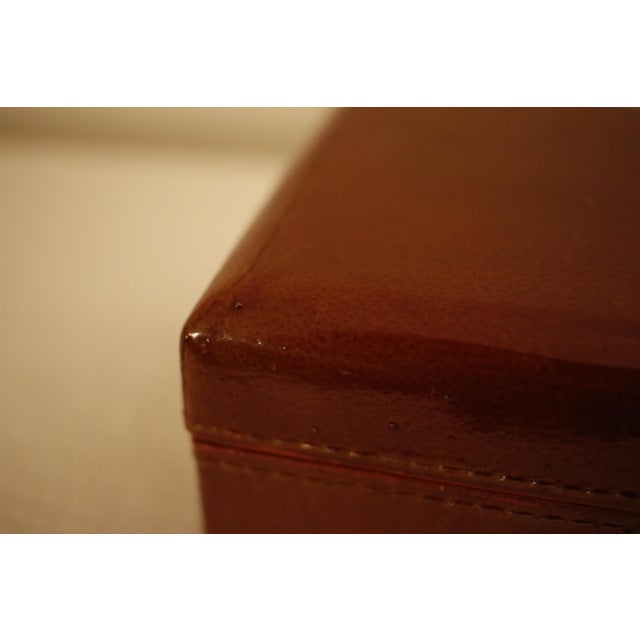Leather Chinese Box With Brass Hardware and Black Silk Lining For Sale - Image 10 of 12