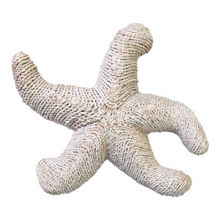 Vintage Nautical Coastal Décor Woven Wicker Wall Hanging Star Fish For Sale