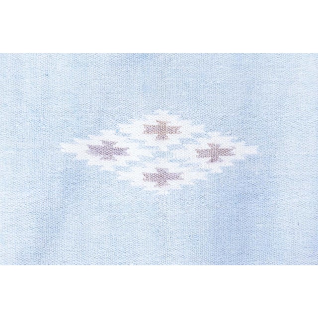 1950s Doris Leslie Blau Dhurrie Mid-Century Light Blue Handmade Rug For Sale - Image 5 of 7