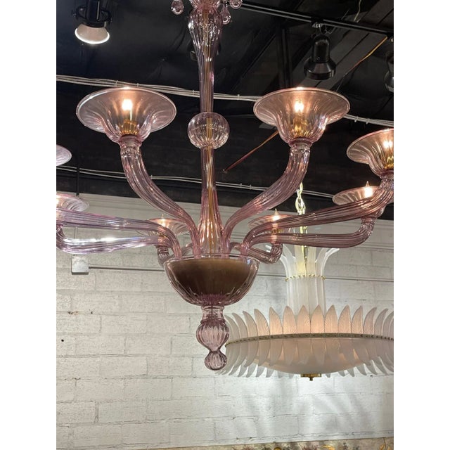 Murano Amethyst 8-Light Chandelier For Sale - Image 4 of 9