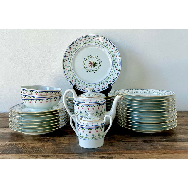 White Vintage Regency Ceralyne Limoges “Lafayette” Floral China - Set of 35 For Sale - Image 8 of 9