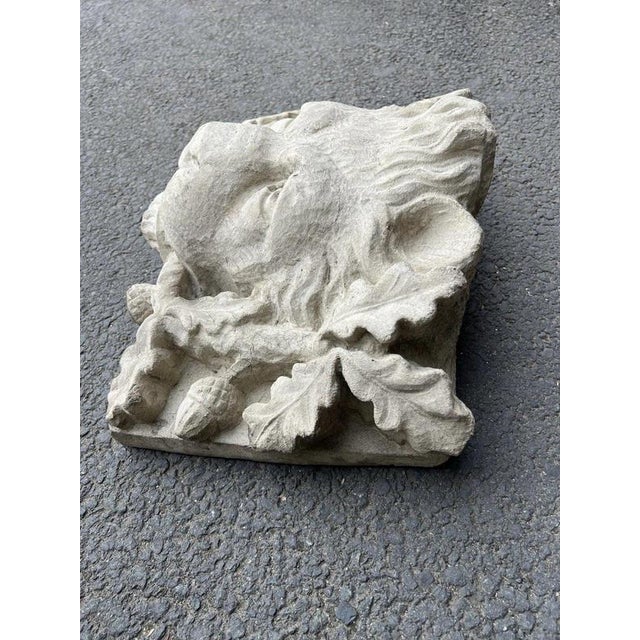 Cast Stone Lion Head Fountain Mask with Oak Leaves and Acorns For Sale - Image 10 of 16