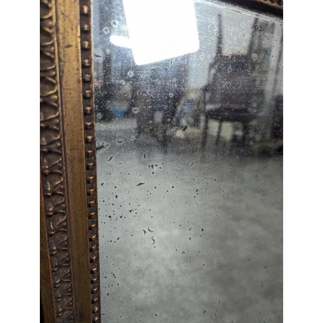 Green Louis XVI Style Trumeau with Decorative Panel and Mirror For Sale - Image 8 of 9