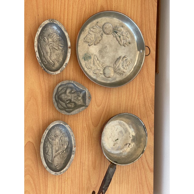 Antique Brass Kitchenware baking molds hunters decor. Set of 5 pcs.