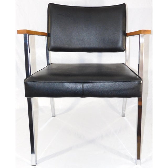 Cole Steel 1970s Vintage Cole / Litton Restored Chrome & Vinyl Office Arm Chair For Sale - Image 4 of 18