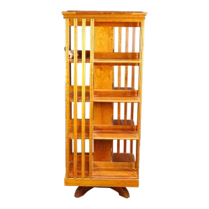 Antique Large Revolving Wood Bookcase Bookshelf