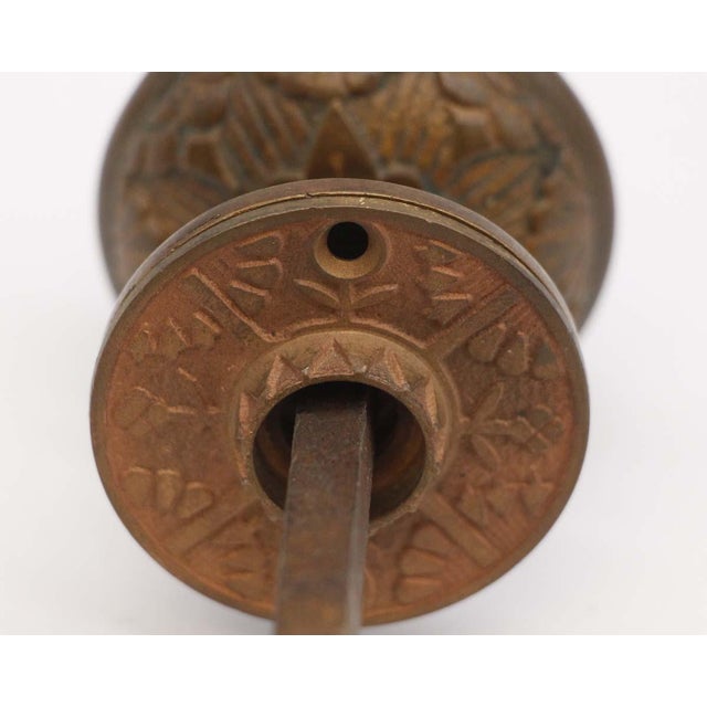 Bronze Antique Lockwood Bronze Broken Leaf Door Knob Set For Sale - Image 8 of 8