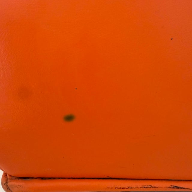 Modern Vintage Orange Vinyl Storage Ottoman, Rectangular For Sale - Image 3 of 12