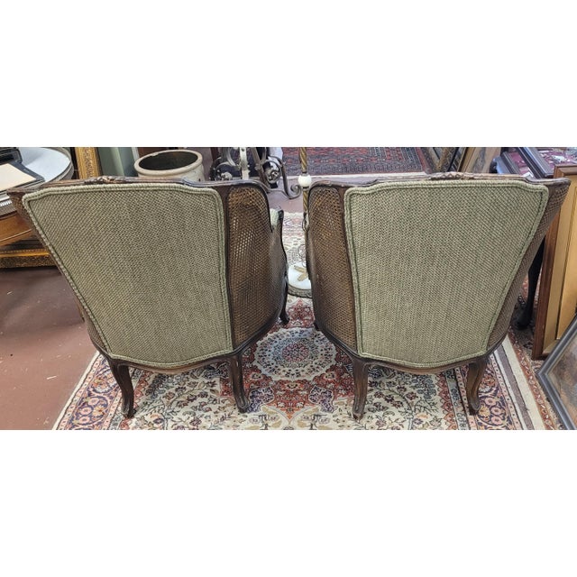 Pair French Double Cane 1950s Bergere Chairs For Sale In Philadelphia - Image 6 of 13