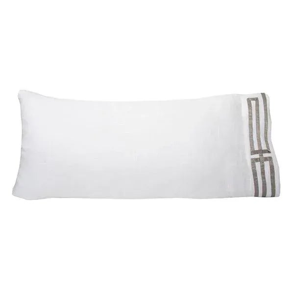 Remy Linen Standard Pillowcase, Optic White & Sterling For Sale - Image 4 of 4