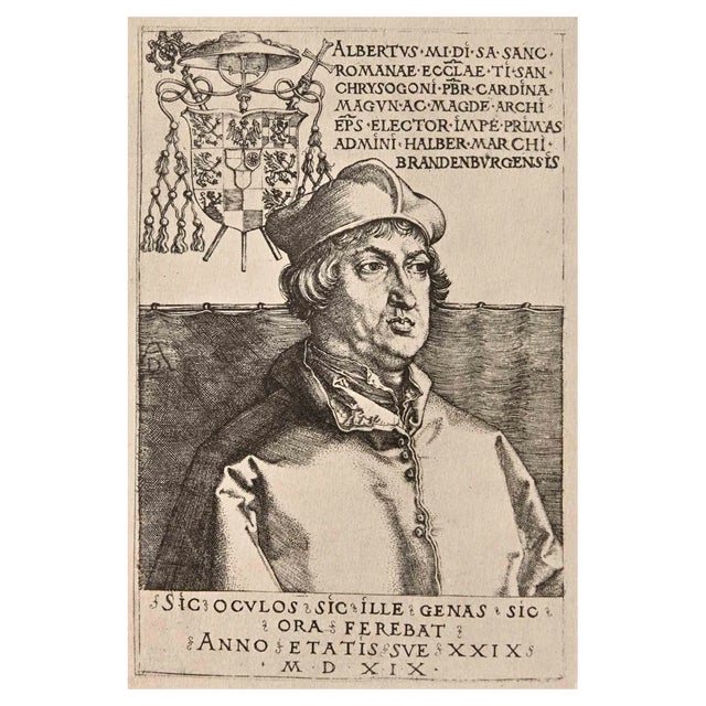 After Albrecht Durer, Portrait of Cardinal, Woodcut, Early 20th Century For Sale