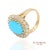Blue Persian Turquoise Diamond Ring Women Size 7 18k Yellow Gold Glam Luxe, Size 7 For Sale - Image 8 of 10
