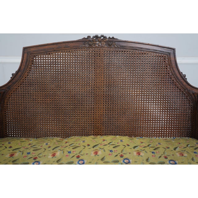French French Louis XV Cane Settee W. Loose Cushion For Sale - Image 3 of 18