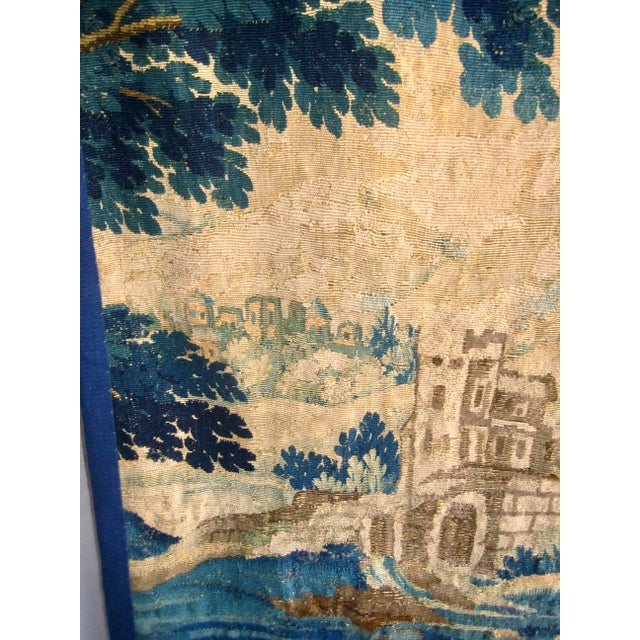 French Aubusson Verdure Country Side With a Lake and Castle 18 Century For Sale - Image 6 of 17