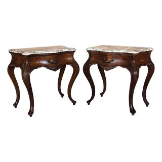 Large French Nightstands with Drawers and Cabriole Legs, 1900s, Set of 2 For Sale