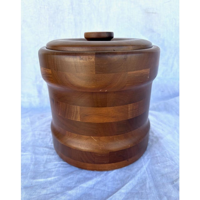 Vintage Walnut Ice Bucket W/Tongues For Sale - Image 4 of 7