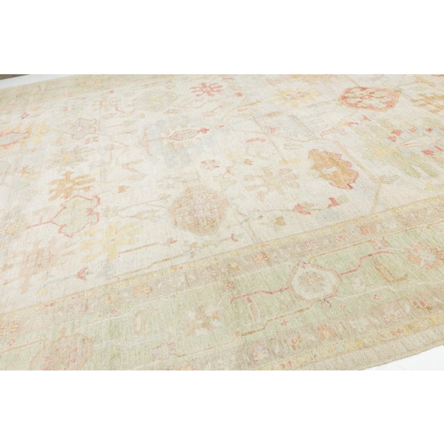 Grand Scale Modern Oushak Style Rug 14' X 19' Hand-Knotted Wool For Sale - Image 10 of 11