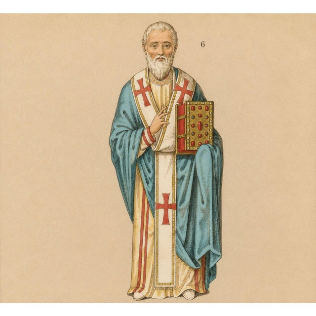 Racinet, Byzantine Costume Study: Imperial & Clerical Dress, 1888, Chromolithograph For Sale - Image 4 of 10
