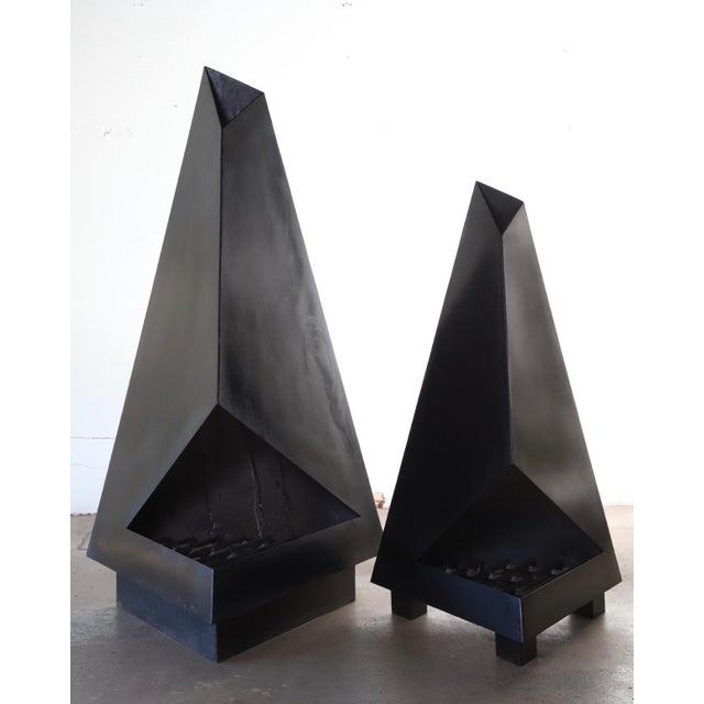 Modern Modern Steel Fire Pit Chiminea Outdoor Fireplace For Sale - Image 3 of 14