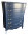 1960s French Provincial High Chest Refinished in Navy For Sale