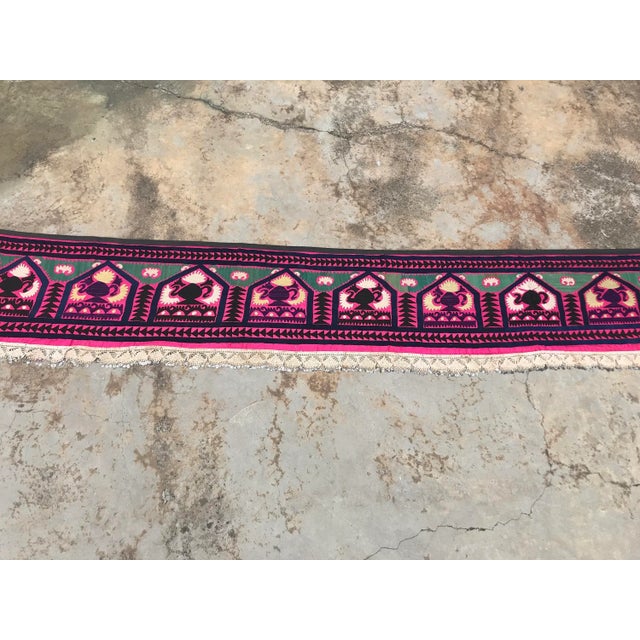 Suzani Table Runner With Special Tassel - 12'1" X 1'5" For Sale In Los Angeles - Image 6 of 9