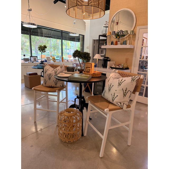 Worlds Away Rattan and Wood Counter Stool For Sale In West Palm - Image 6 of 6
