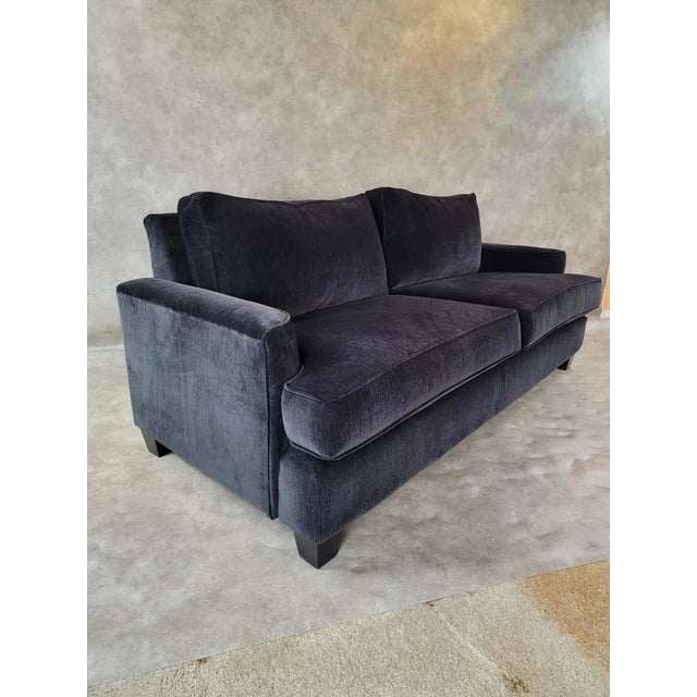 Late 20th Century Vintage Contemporary Postmodern Black Velvet Sofa For Sale - Image 5 of 6