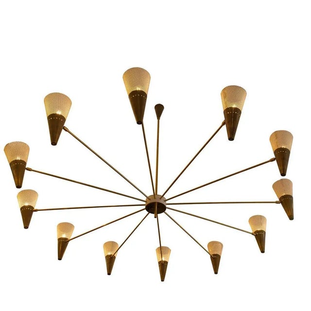 Vintage Brass and Ivory Color Ceiling Lamp by Diego Mardegan For Sale - Image 3 of 10